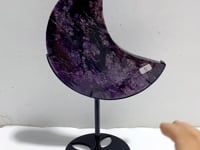 Large Charoite Moon Carving With Stand #5