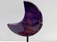 Large Charoite Moon Carving With Stand