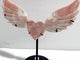 Pink Opal Heart Wing Carving With Stand