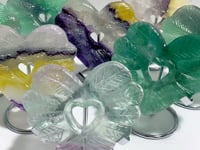 8 Pieces Rainbow Fluorite Heart Carving With Stand