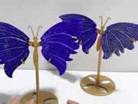 2 Pairs Lapis Lazuli Butterfly Carving With Stand