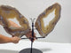 Very Large Beautiful Geode Druzy Sakura Flower Agate Butterfly Wing Carving With Stand #2 (Sea Freight Only)