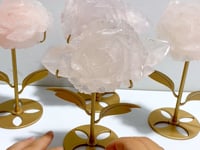 4 Pieces Beautiful Rose Quartz Flower Carving With Stand
