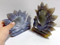 2 Pieces Geode Agate Druzy Nine-tailed Fox Carving #18
