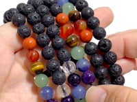 8mm 7 Chakra Mixed Lava Rock Stone Bracelets Wholesale