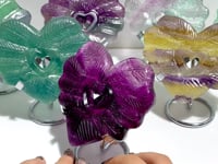 7 Pieces Rainbow Fluorite Heart Carving With Stand