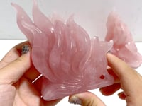 4 Pieces Rose Quartz Nine-tailed fox Carving