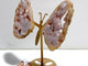 Geode Druzy Pink Amethyst Slab Butterfly Wing Carving With Stand