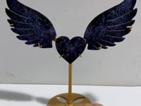 Fluorite Mixed Blue Apatite Heart Wing Carving With Stand