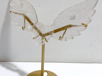 Clear Quartz Heart Wing Carving With Stand