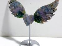 Unique Ocean Jasper Heart Wing Carving With Stand