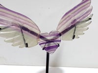 Unique Symmetrical Fluorite Heart Wing Carving With Stand