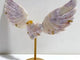 Pink Amethyst Heart Wing Carving With Stand