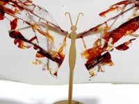 Unique Fire Quartz Butterfly Wing Carving With Stand