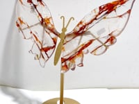 Unique Red Fire Quartz Butterfly Wing Carving With Stand