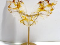 Unique Hematoid Quartz Golden Fire Quartz Wing Carving With Stand