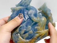 3 Pieces Blue Onyx Flying Dragon Castle Carving
