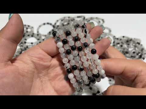 Local Stock - 6MM Black Tourmaline Mixed Quartz Bracelets Wholesale
