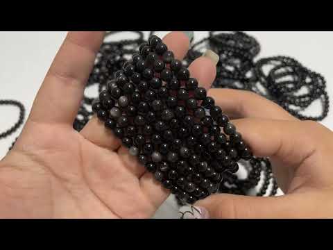 Local Stock - 6MM Silver Sheen Obsidian Bracelets Wholesale