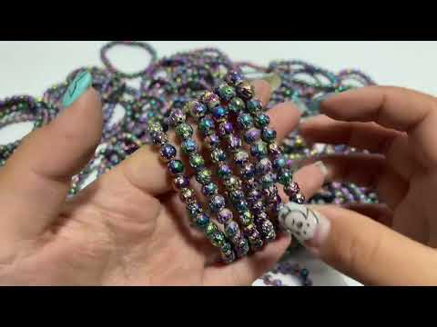 Local Stock - 6MM Aura Colorful Lava Rock Stone Bracelets Wholesale