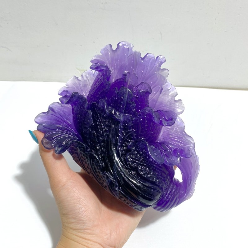 Purple Fluorite Chinese Cabbage Carving 5 - Wholesale Crystals