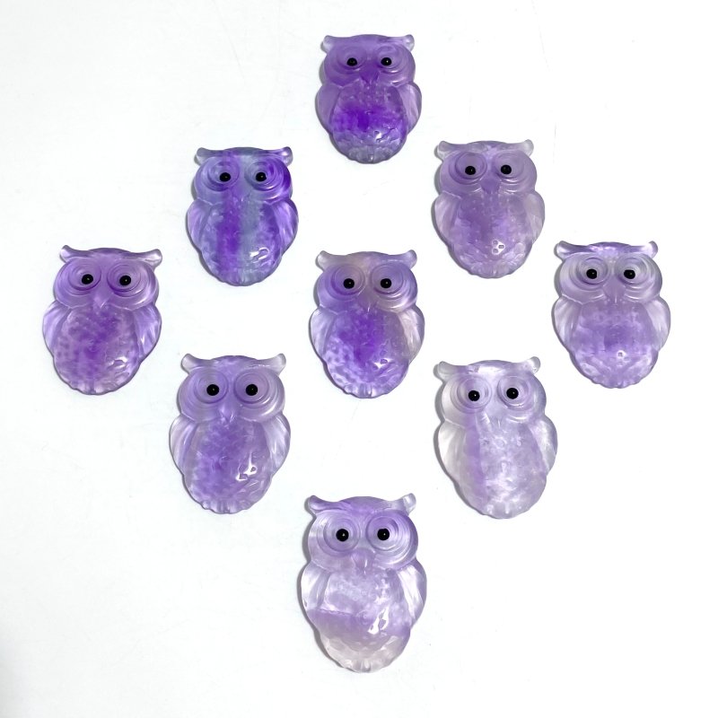 Purple Fluorite Crystal Owl Carving Wholesale -Wholesale Crystals