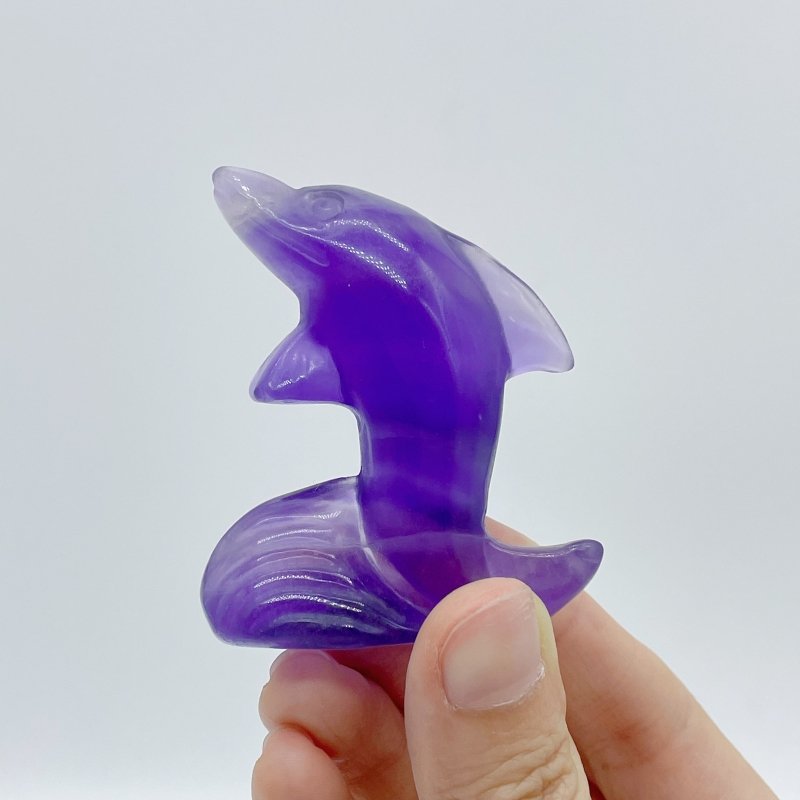 Purple Fluorite Dolphin Carving Wholesale -Wholesale Crystals