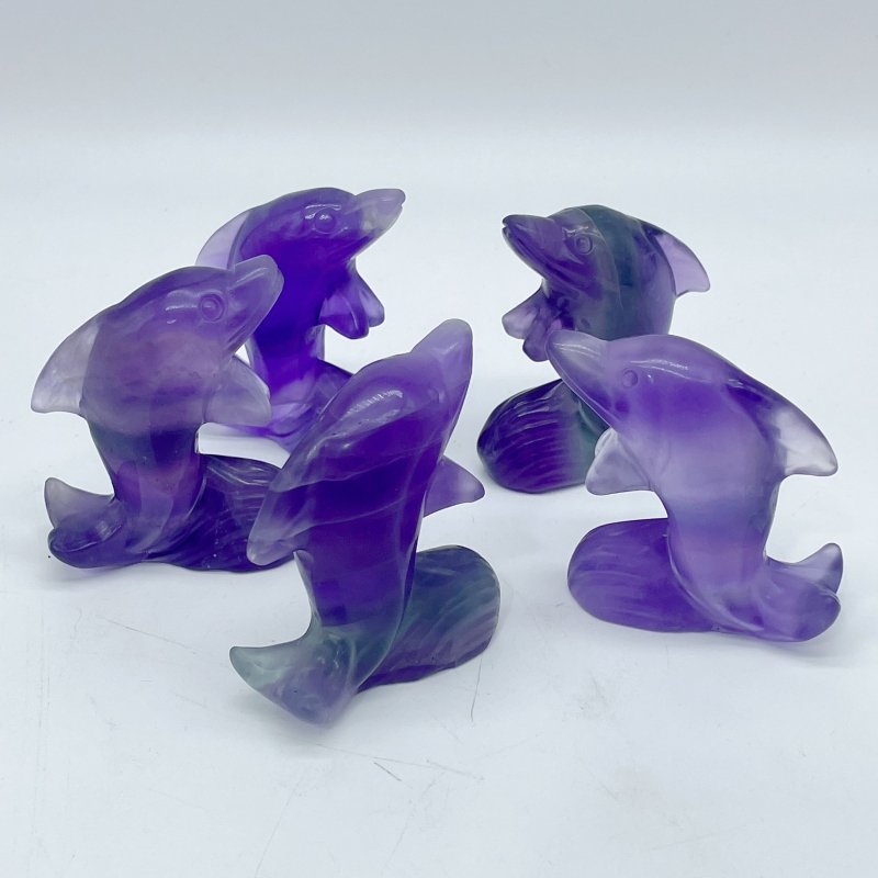 Purple Fluorite Dolphin Carving Wholesale -Wholesale Crystals