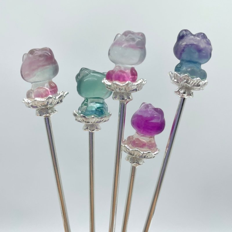 Rainbow Fluorite Animal Hairpin Carving Wholesale - Wholesale Crystals