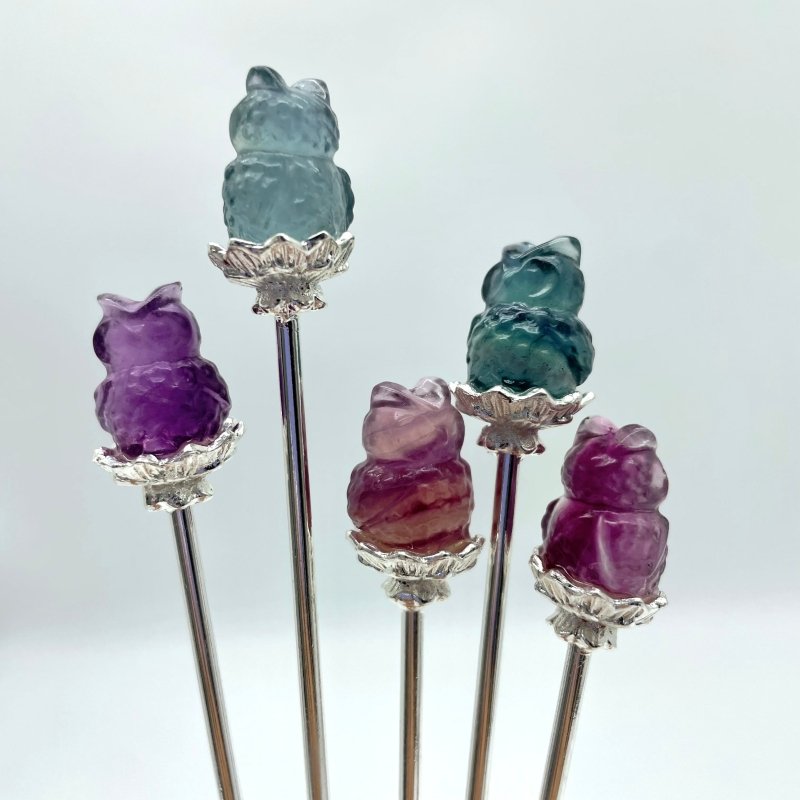 Rainbow Fluorite Animal Hairpin Carving Wholesale - Wholesale Crystals