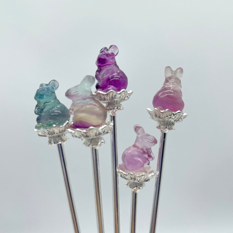 Rainbow Fluorite Animal Hairpin Carving Wholesale - Wholesale Crystals