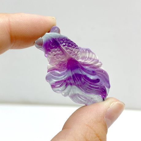 Rainbow Fluorite Carving Goldfish Pendant -Wholesale Crystals