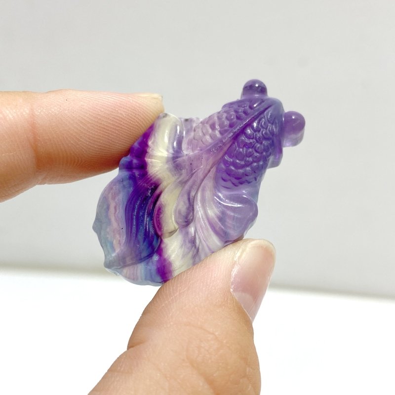Rainbow Fluorite Carving Goldfish Pendant -Wholesale Crystals