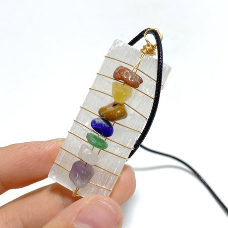 Raw Selenite Sticks With 7 Chakra Healing Stone Pendants Wholesale - Wholesale Crystals