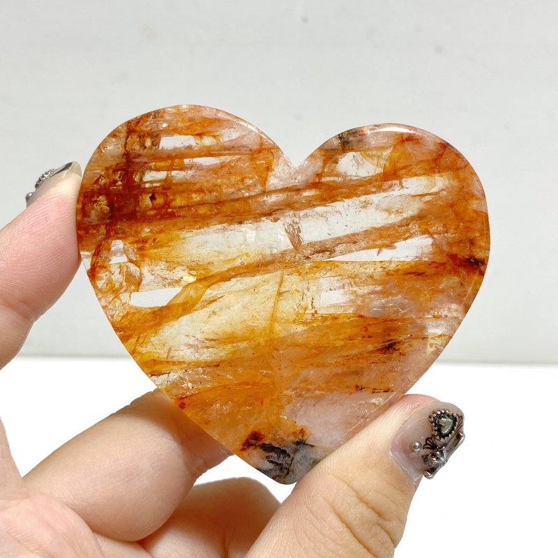 Red Fire Quartz Heart Wing Carving With Stand -Wholesale Crystals