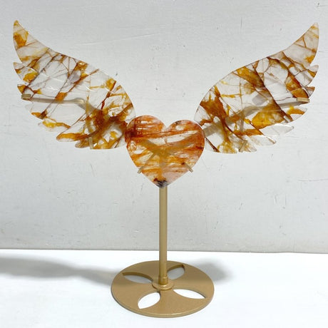 Red Fire Quartz Heart Wing Carving With Stand -Wholesale Crystals