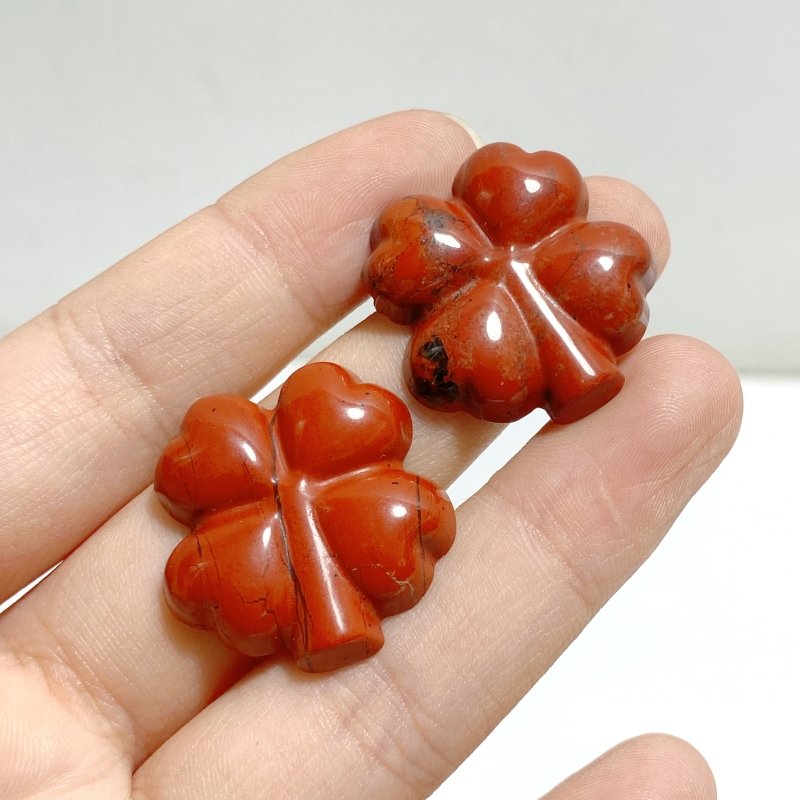 Red Jasper Green Aventurine Four Leaf Clover Carving Wholesale -Wholesale Crystals