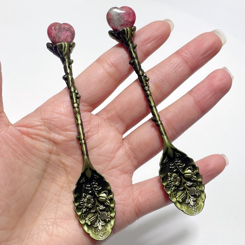 Rhodonite Mini Heart Coffee Spoon Wholesale - Wholesale Crystals