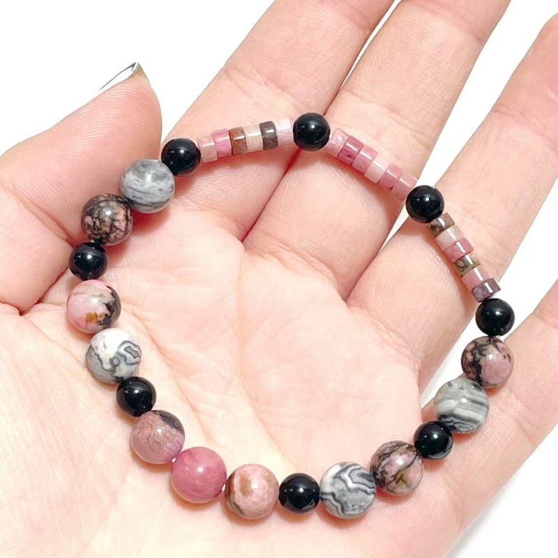 Rhodonite Obsidian DIY Bracelet Wholesale Original Design - Wholesale Crystals