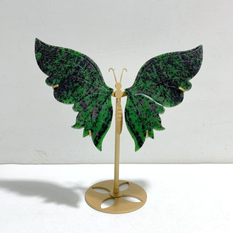 Ruby Zoisite Butterfly Wing Carving With Stand - Wholesale Crystals