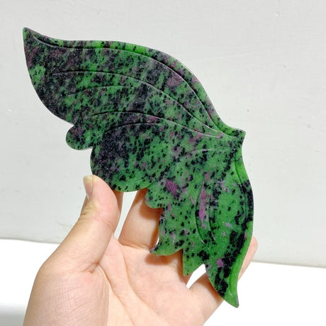 Ruby Zoisite Butterfly Wing Carving With Stand - Wholesale Crystals