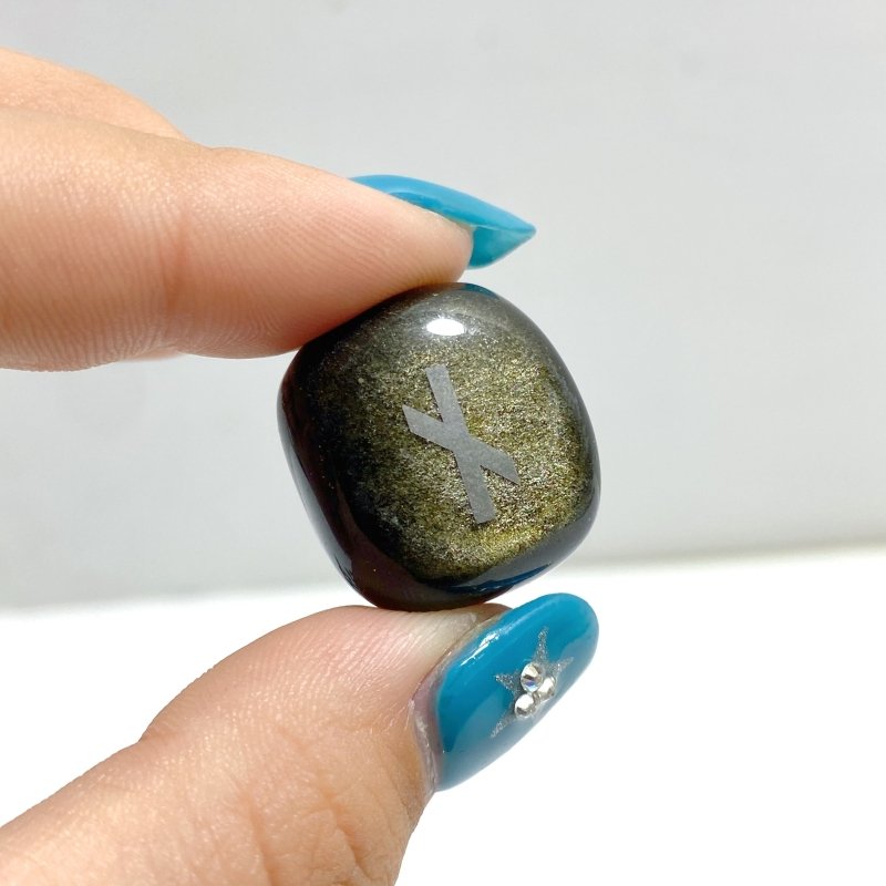 Rune Stones Set Engraved Gold Sheen Obsidian Crystal Wholesale - Wholesale Crystals