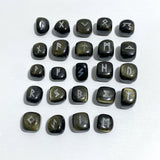 Rune Stones Set Engraved Gold Sheen Obsidian Crystal Wholesale - Wholesale Crystals