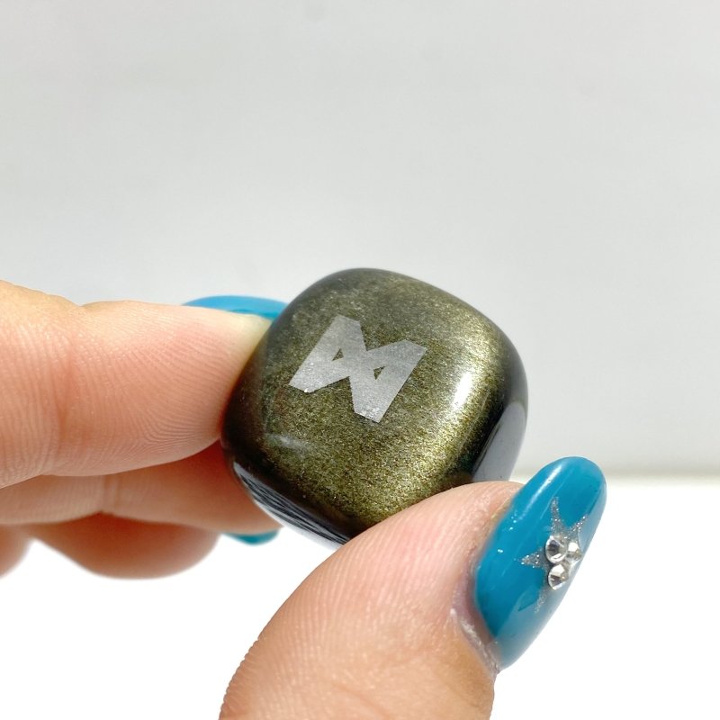 Rune Stones Set Engraved Gold Sheen Obsidian Crystal Wholesale - Wholesale Crystals