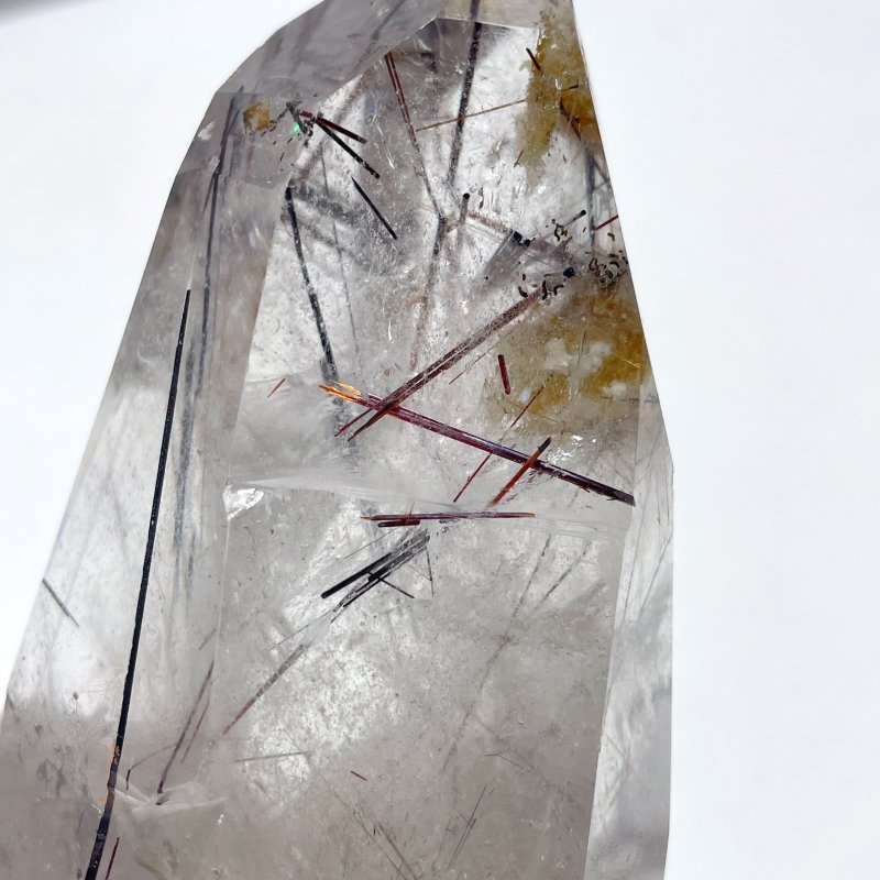 Rutile Mixed Garden Quartz Raw Bottom Point With Stand - Wholesale Crystals