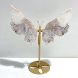 Sakura Flower Agate Butterfly Wing Carving With Stand - Wholesale Crystals