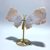 Sakura Flower Agate Butterfly Wing Carving With Stand - Wholesale Crystals