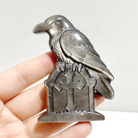 Silver Sheen Obsidian Crow Tomb Carving Wholesale -Wholesale Crystals