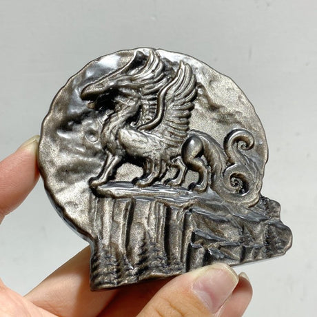 Silver Sheen Obsidian Flying Dragon Carving Wholesale -Wholesale Crystals