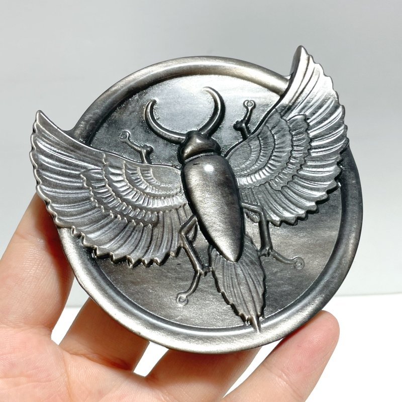 ★SCUDO★ shell obsidian karen Silver Sheen Obsidian Scarab Carving Wholesale
